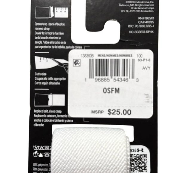 Under Armour Webbing Belt, White, Men's OSFM – NWT - Picture 6 of 6